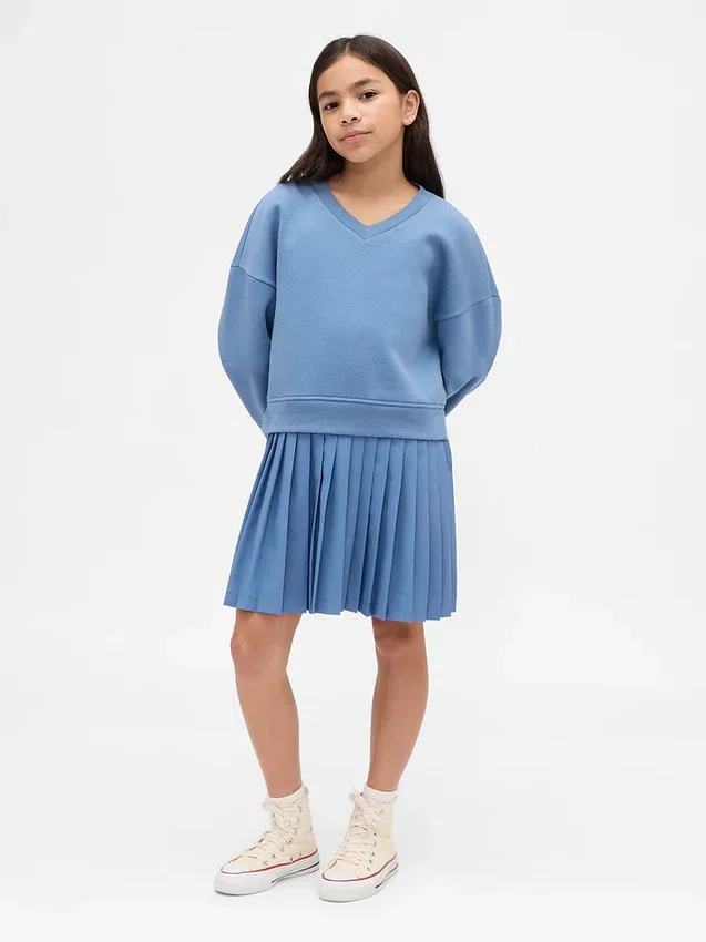 Vestido de sudadera plisado «Vintagesoft» para niña