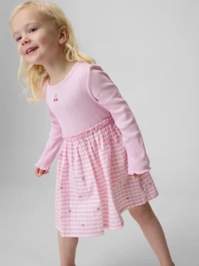 Vestido de tejidos combinados para bebés y niños