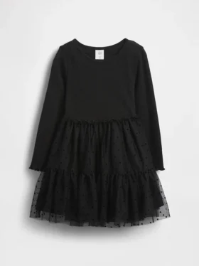 Vestido de tul y tejidos combinados para bebés y niños pequeños