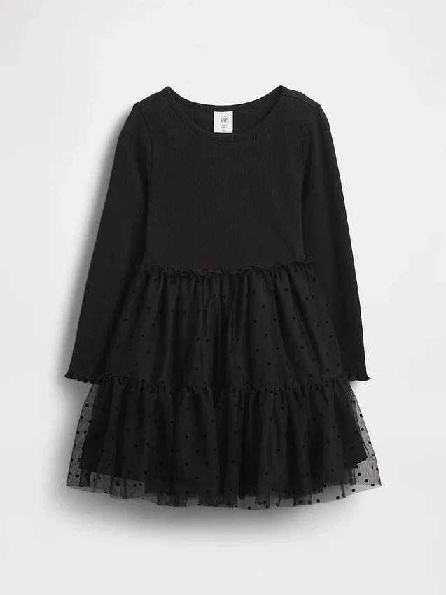 Vestido de tul y tejidos combinados para bebés y niños pequeños