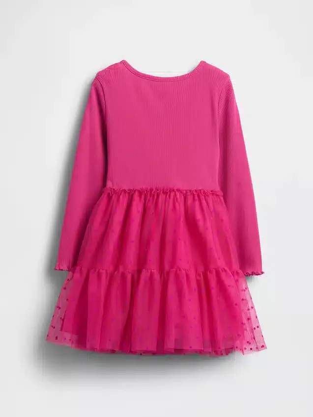 Vestido de tul y tejidos combinados para bebés y niños pequeños