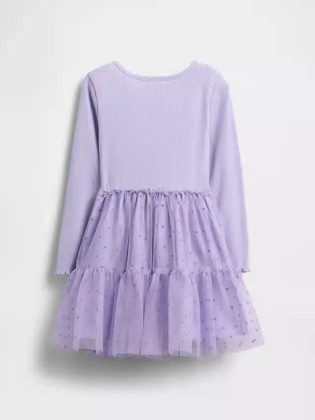 Vestido de tul y tejidos combinados para bebés y niños pequeños