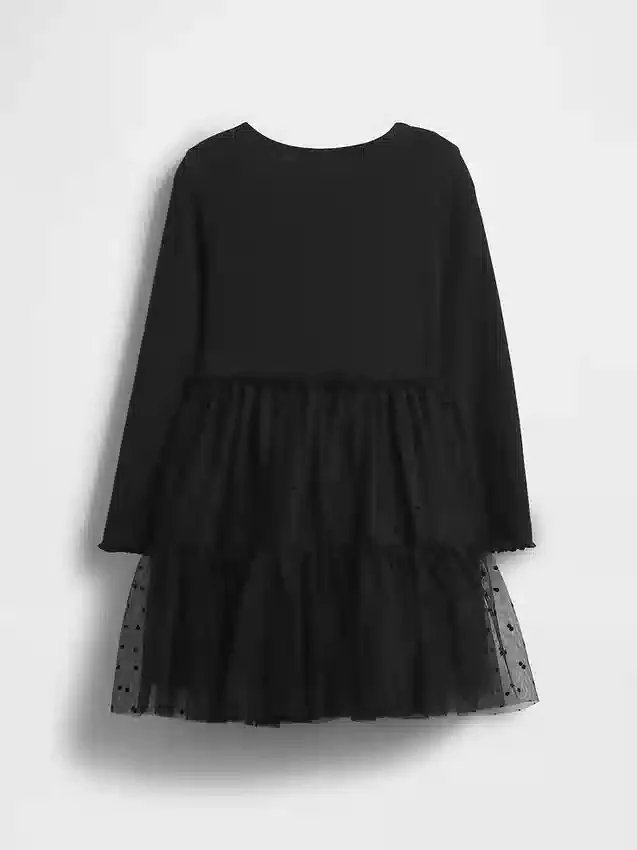 Vestido de tul y tejidos combinados para bebés y niños pequeños