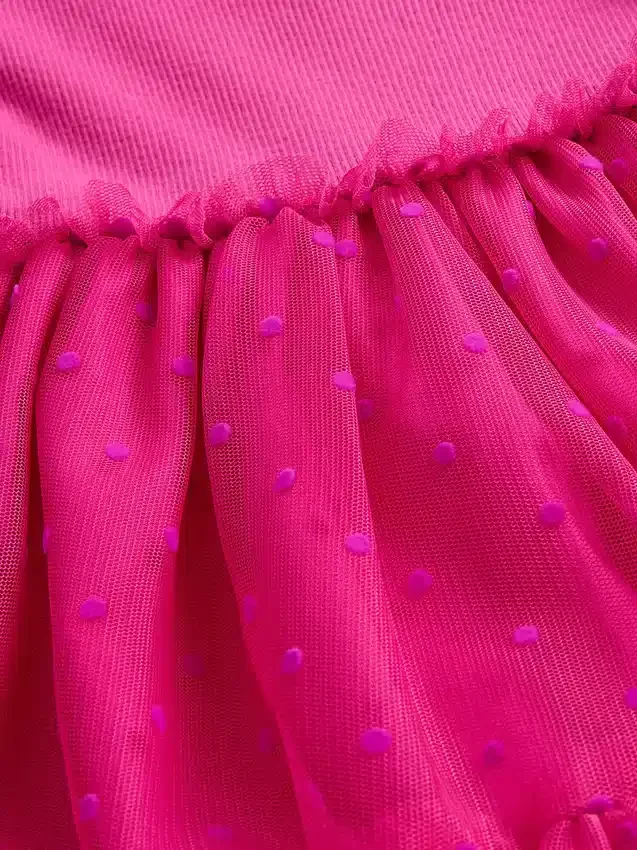 Vestido de tul y tejidos combinados para bebés y niños pequeños