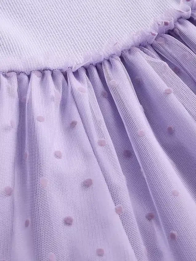 Vestido de tul y tejidos combinados para bebés y niños pequeños