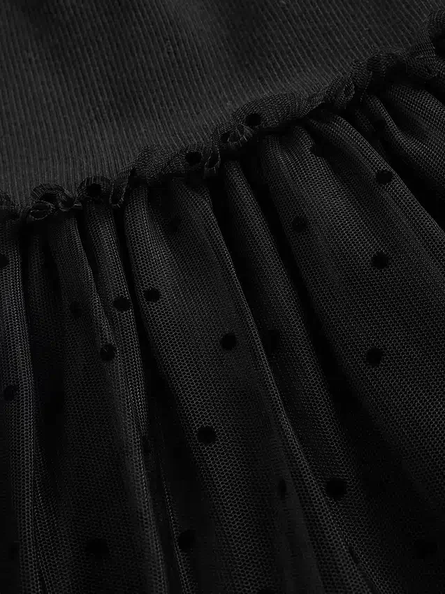 Vestido de tul y tejidos combinados para bebés y niños pequeños