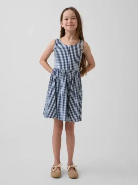 Vestido de vaqueros a cuadros para niña