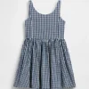 Vestido de vaqueros a cuadros para niña