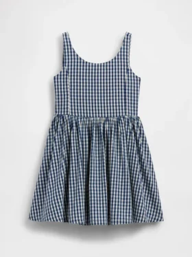Vestido de vaqueros a cuadros para niña