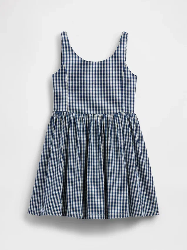 Vestido de vaqueros a cuadros para niña