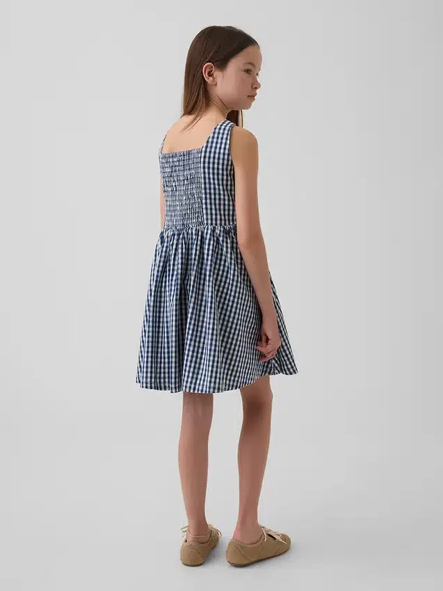 Vestido de vaqueros a cuadros para niña