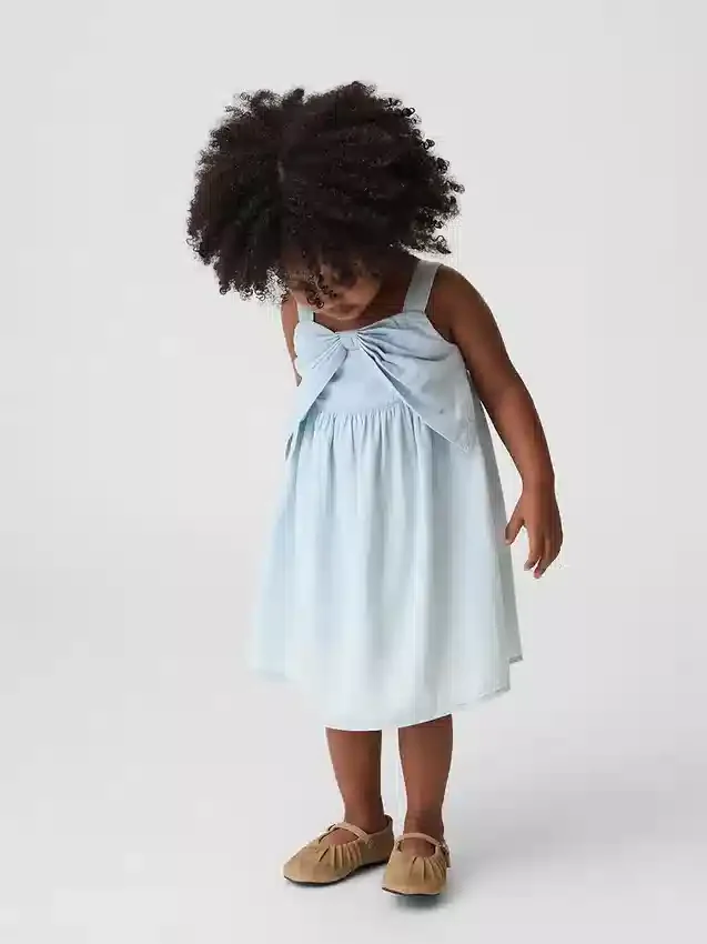 Vestido de vaqueros con lazo para bebés y niños