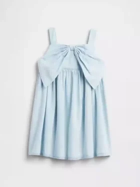 Vestido de vaqueros con lazo para bebés y niños