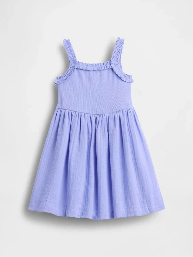 Vestido delantal de materiales mixtos para bebés y niños