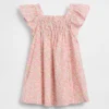 Vestido floral con mangas con volantes para bebés y niños pequeños