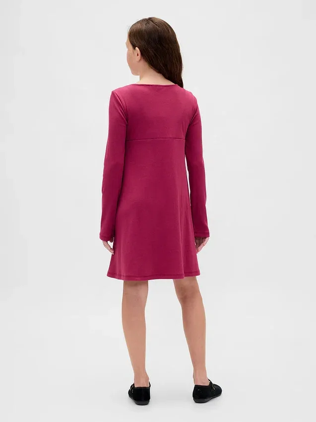 Vestido infantil de punto acanalado con lazo