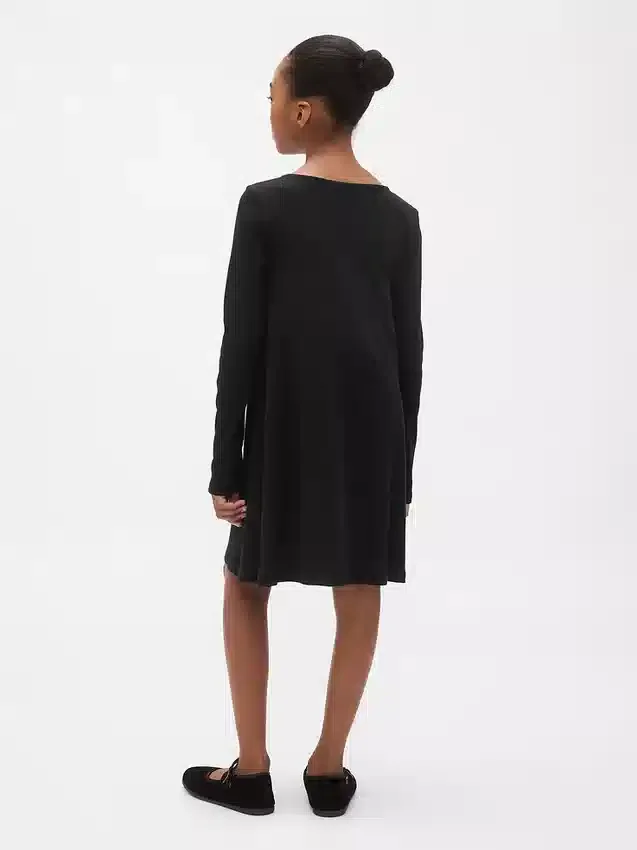 Vestido infantil de punto acanalado con lazo