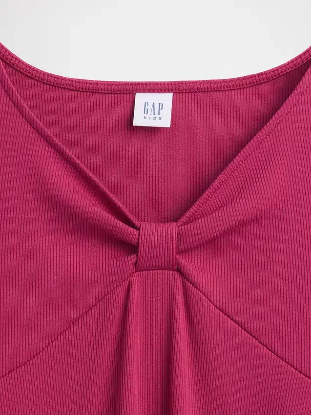Vestido infantil de punto acanalado con lazo