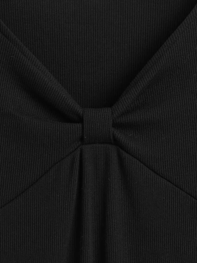 Vestido infantil de punto acanalado con lazo