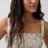 Vestido largo con corpiño fruncido de popelín