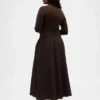 Vestido largo de cintura baja con mezcla de tejidos