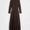 Vestido largo de cintura baja con mezcla de tejidos