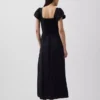 Vestido largo de cintura baja en mezcla de lino