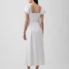Vestido largo de cintura baja en mezcla de lino