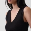 Vestido largo de cintura baja en mezcla de tejidos