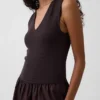 Vestido largo de cintura baja en mezcla de tejidos