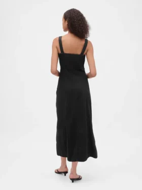 Vestido largo de denim ultrasuave con cremallera frontal