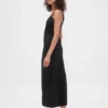 Vestido largo de denim ultrasuave con cremallera frontal
