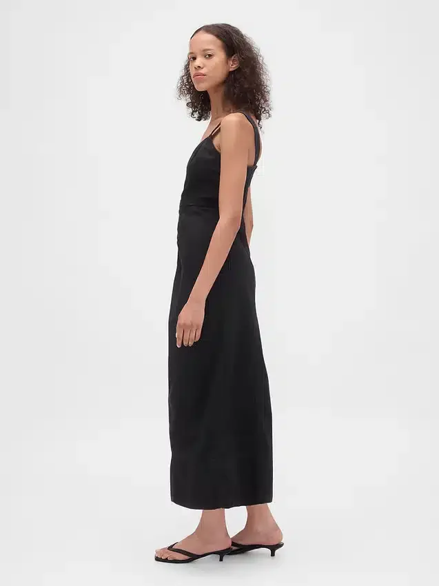 Vestido largo de denim ultrasuave con cremallera frontal