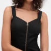 Vestido largo de denim ultrasuave con cremallera frontal