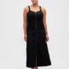 Vestido largo de denim ultrasuave con cremallera frontal