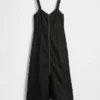 Vestido largo de denim ultrasuave con cremallera frontal