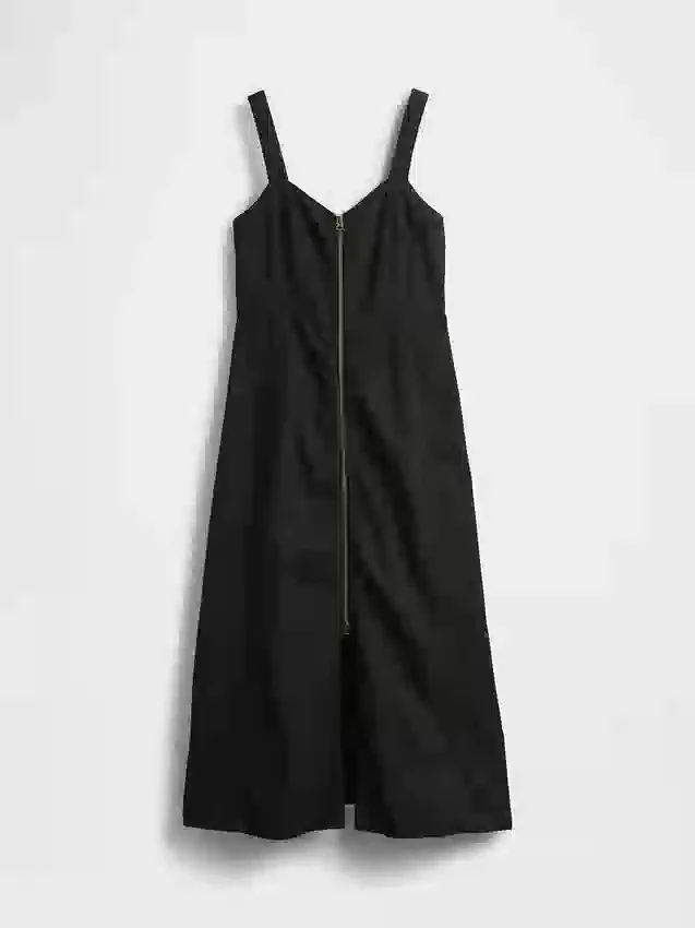 Vestido largo de denim ultrasuave con cremallera frontal