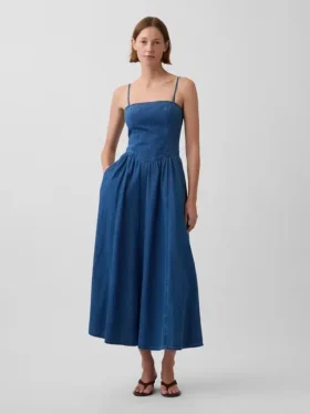 Vestido largo de vaquero sin tirantes