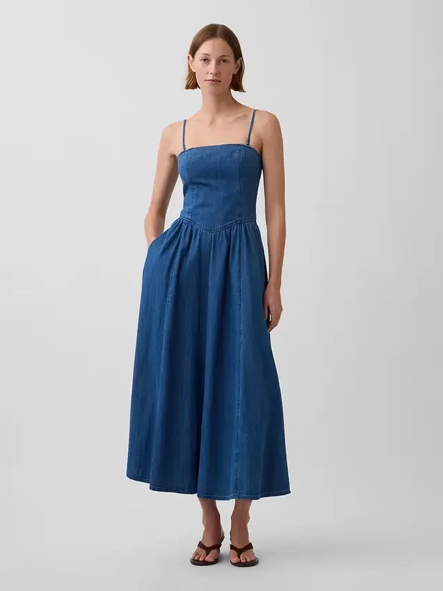 Vestido largo de vaquero sin tirantes