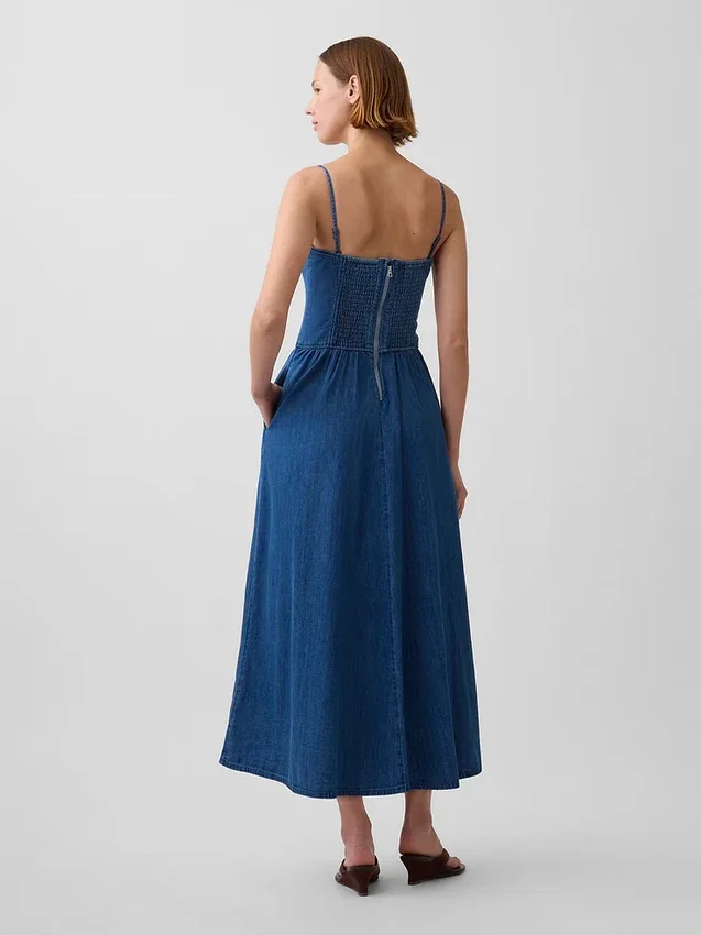 Vestido largo de vaquero sin tirantes