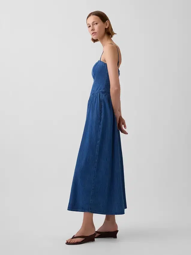 Vestido largo de vaquero sin tirantes