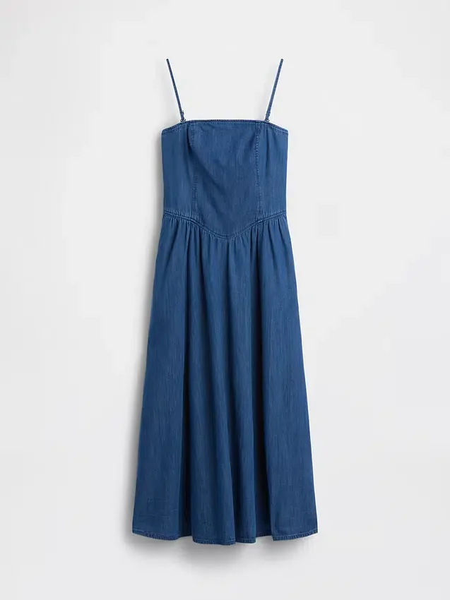 Vestido largo de vaquero sin tirantes