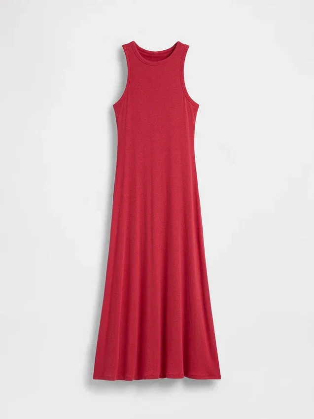 Vestido largo moderno con sujetador incorporado y canalé