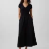 Vestido largo moderno de mezcla de tejidos