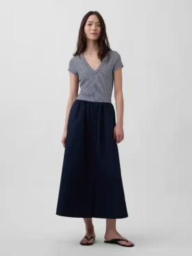 Vestido largo moderno de mezcla de tejidos