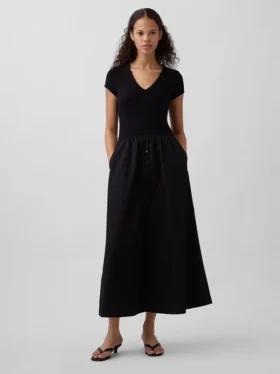 Vestido largo moderno de mezcla de tejidos