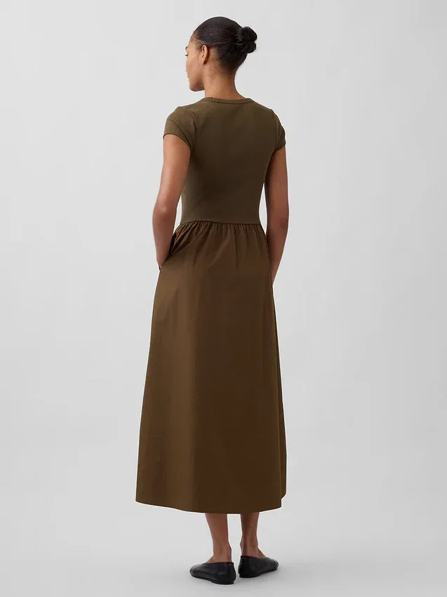 Vestido largo moderno de mezcla de tejidos