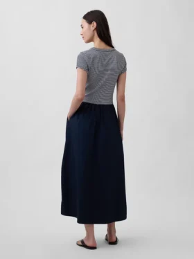 Vestido largo moderno de mezcla de tejidos