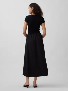 Vestido largo moderno de mezcla de tejidos