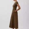 Vestido largo moderno de mezcla de tejidos